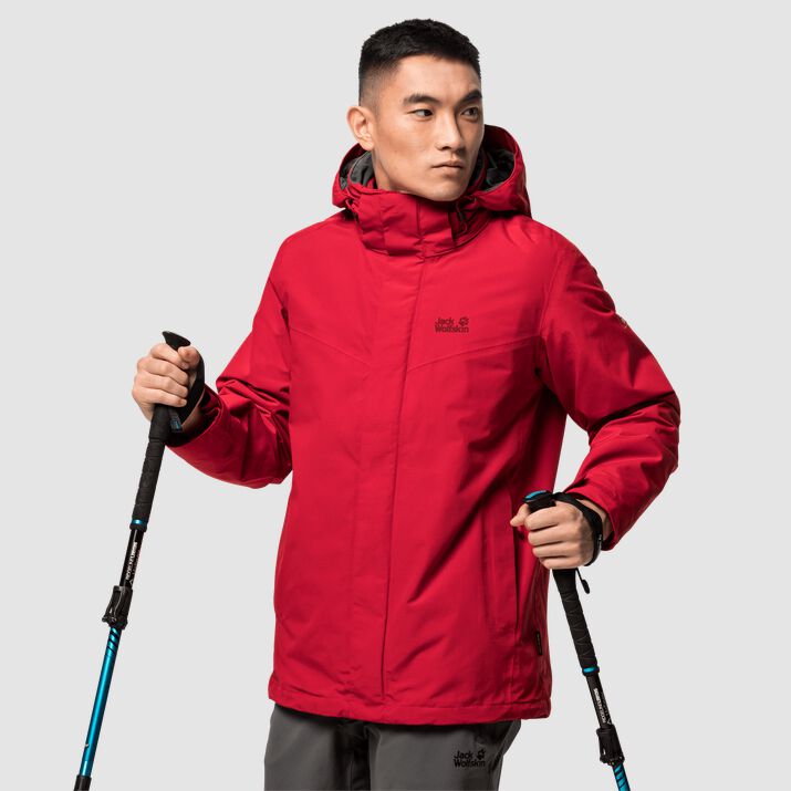 Chamarra Outdoor Jack Wolfskin Gotland 3in1 Hombre Rojos Mexico-3846711